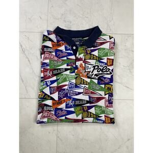Polo Ralph Lauren Art Deco Pennant Flag Shirt Men’s XXL Bears Baseball All Over